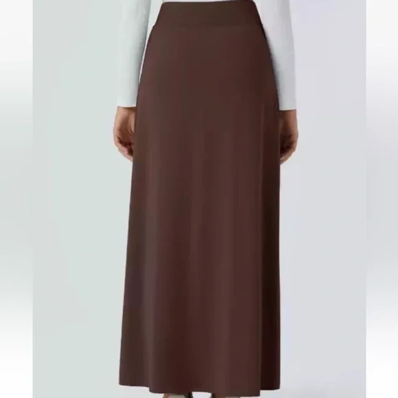 Halara Brown High Waisted Buckle 2-in-1 Maxi Skirt XL NWT - Picture 3 of 5